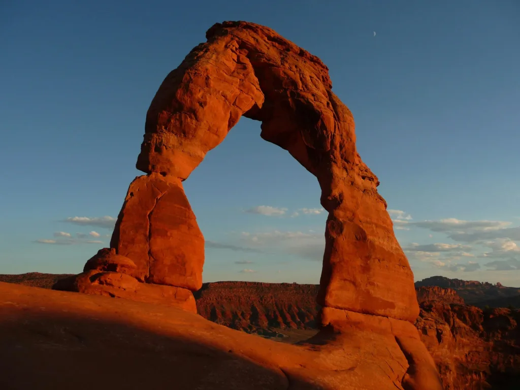 Arches National Park, known for its stunning natural arches and red rock formations, 